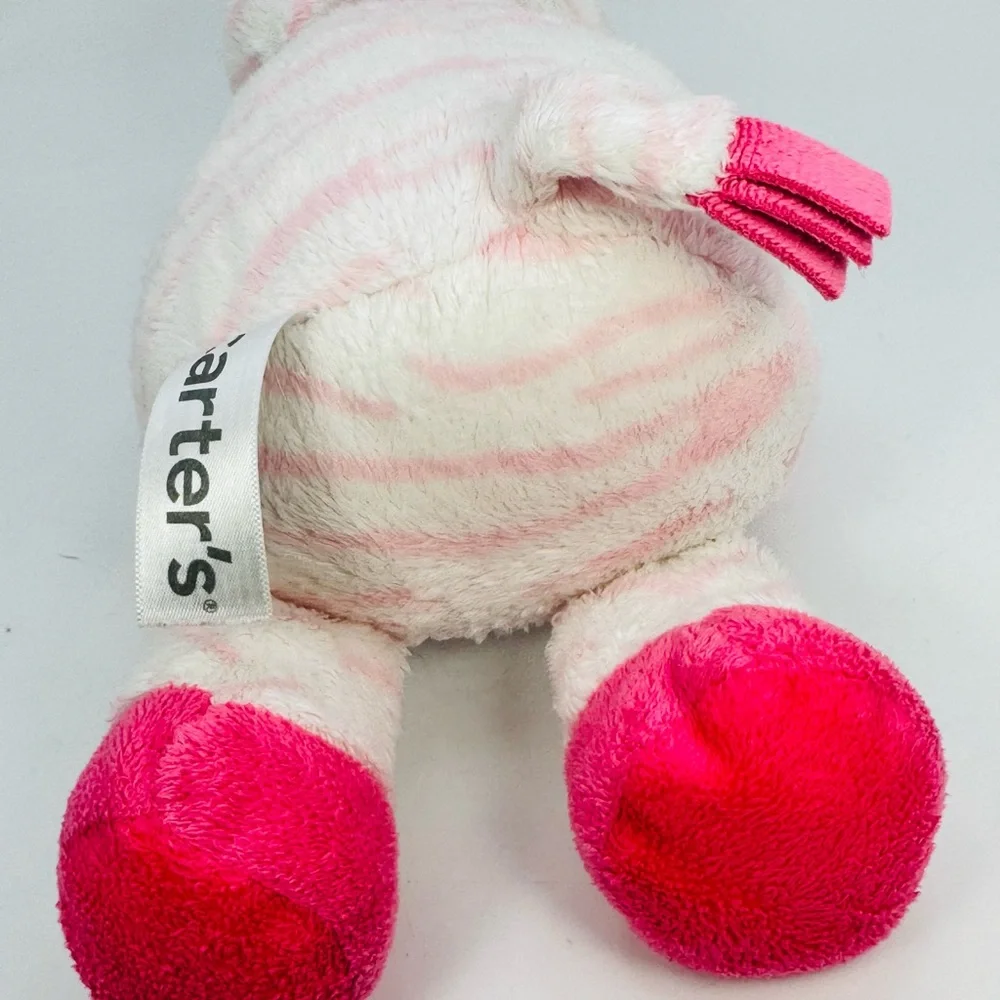 Carters Pink Zebra Plush Baby Stuffed Animal 10” Lovey Nursery Toy 2013